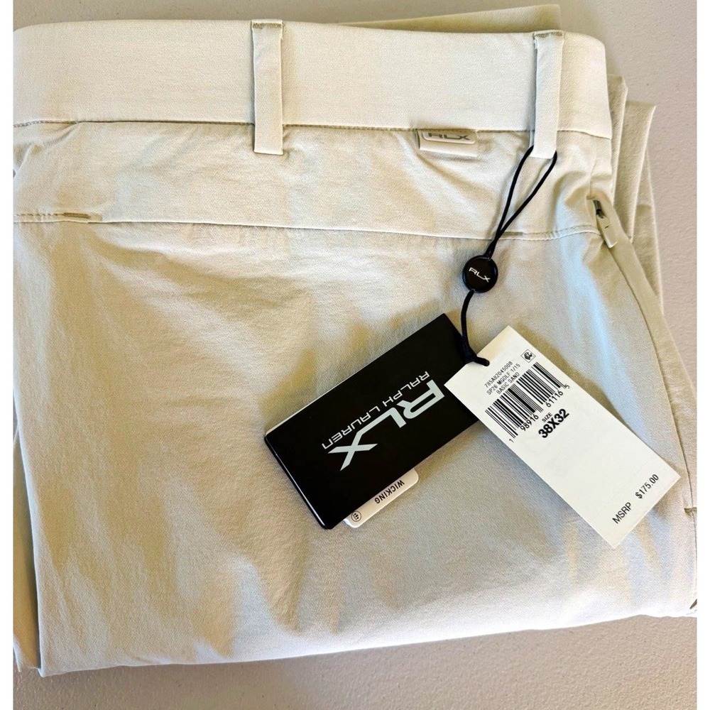 NWT RLX Ralph Lauren Mens 38x32 Beige Chino Pants Stretch Moisture Wicking